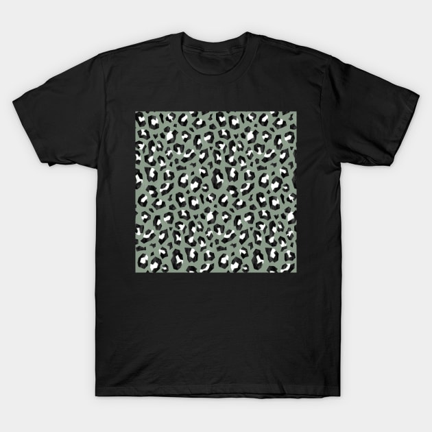 Sage Green Geometric Leopard Print T-Shirt by Carolina Díaz